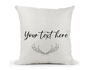 Personalised Cushion.. Design your own.. Custom Order.. Add Own Text.. Black Floral .. Cream Cushion