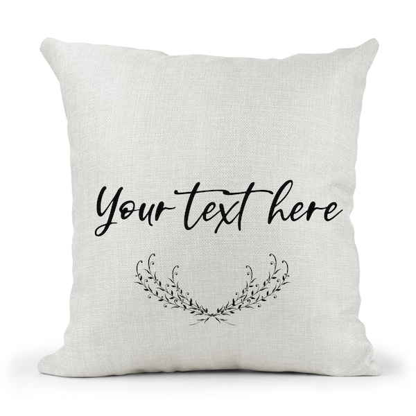 Personalised Cushion.. Design your own.. Custom Order.. Add Own Text.. Black Floral .. Cream Cushion