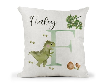 Personalised Dinosaur Cushion...Boys  Name Letter Gift..Bedroom decor. Son.. Nephew.. Grandson..Godson...1st Birthday..Christening