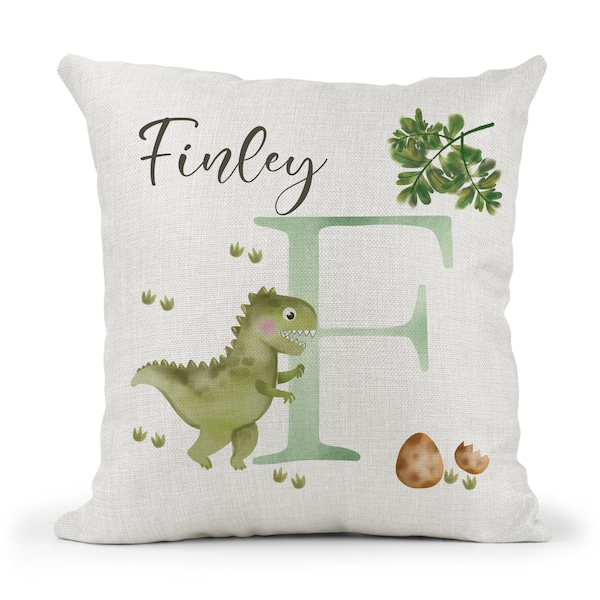 Personalised Dinosaur Cushion...Boys  Name Letter Gift..Bedroom decor. Son.. Nephew.. Grandson..Godson...1st Birthday..Christening