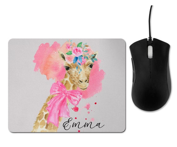 Personalised Floral Giraffe Mouse Mat Fun Colourful Gift Etsy