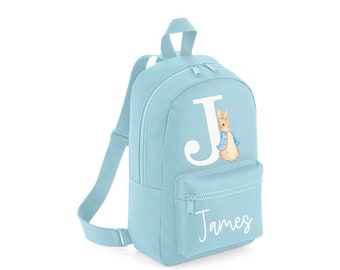 Personalised Peter Rabbit children's backpack Mini Rucksack Backpack Powder Blue Boys Girls Nursery Bag School bag Peter Rabbit Nappy Bag