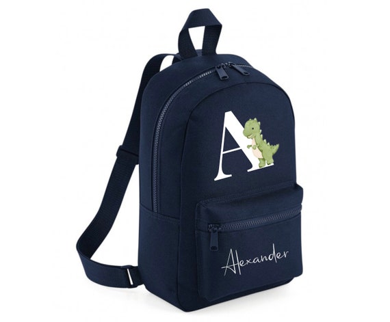 Personalised  Dinosaur Rucksack Backpack Grey/Navy Boys Girls Nursery Bag School bag Dinosaur Dino