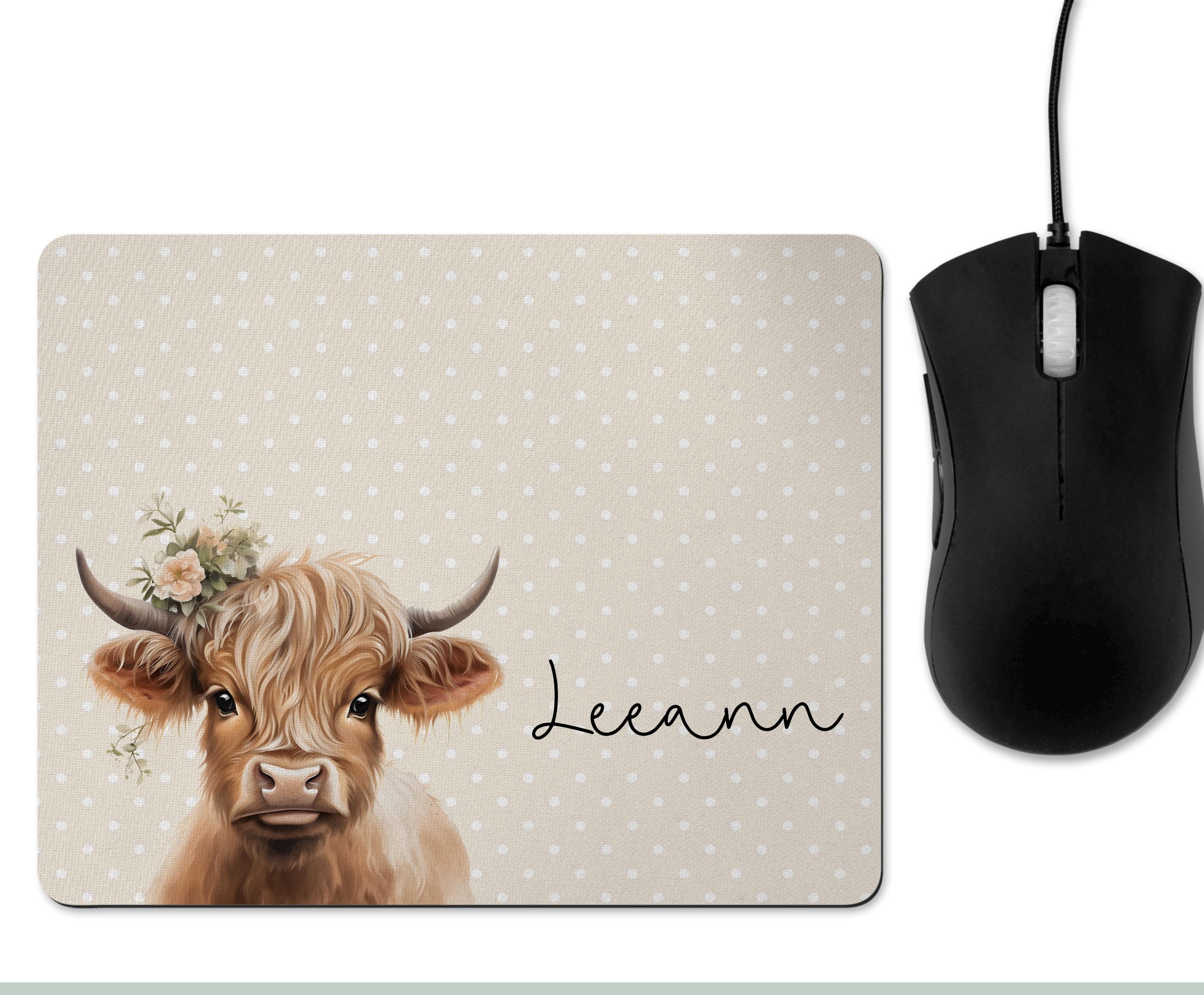 Tappetino per mouse XL con stampa mucca, 80 x 30 cm, marrone e nero, design carino, perfetto per scrivania e regali