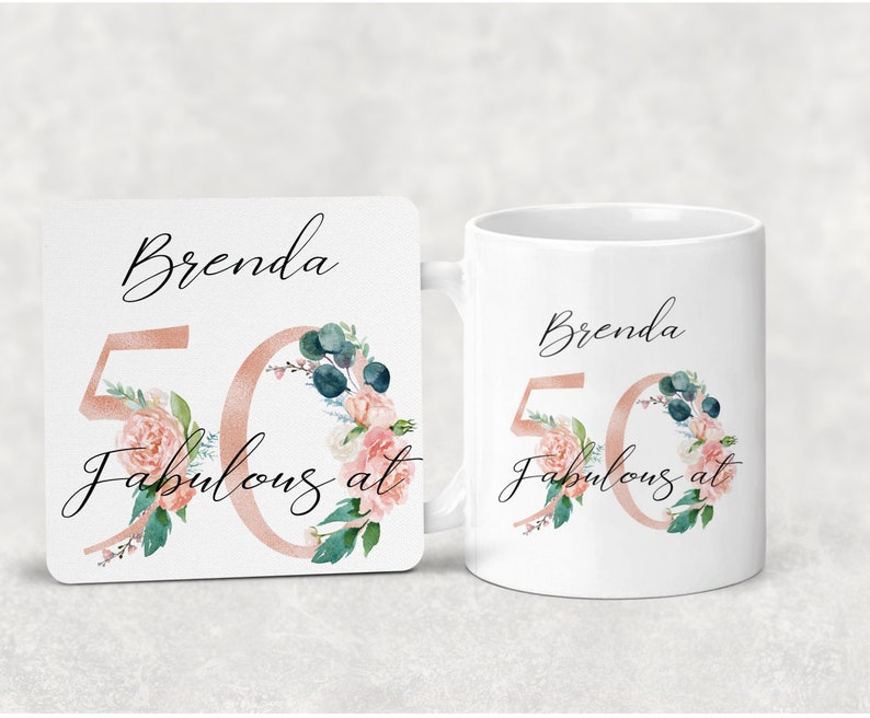 40th BIRTHDAY 40 and Fabulous Butterfly Personalised Mug//Coaster//Set PINK