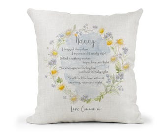 Personalised Hug Cushion, Gran Nan Nanny Grandma > Missing You, Christmas Birthday Gift Mothers day