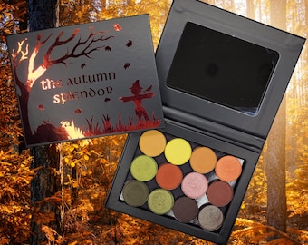The Autumn Splendor - Vegan Pressed Eyeshadow Bundle / Palette Fall Yellow Orange Red Green Brown