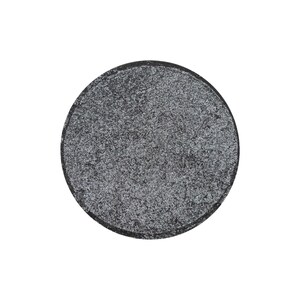 May include: A round, black, textured,  makeup palette.