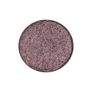 May include: A single round eyeshadow pan with a shimmery, deep purple color.