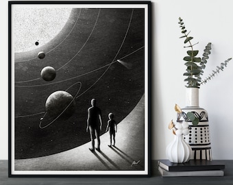 We're Made of Star Stuff | Fine Art Print | Retro, Science-Fiction, Astronomy, Cosmos, Black & White, Inspired by Carl Sagan