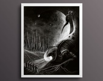 Scorpio Zodiac Black & White Sci-Fi Wall Art - Limited Signed Numbered Edition