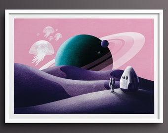 Alien World Print With Space Sci-Fi Wall Art