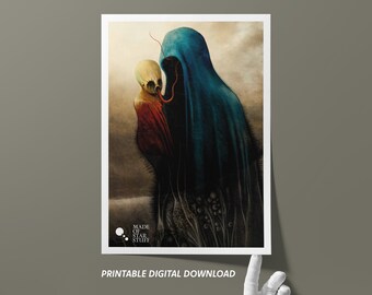 Printable Evil Christmas Digital Download | Black & White Horror Wall Art
