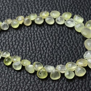 43 pcs Prehnite faceted briolettes ,Prehnite Heart shape,Prehnite faceted beads strand,Prehnite for jewelry - 5.5 inches/4x4.5-7.5x8mm/c-895