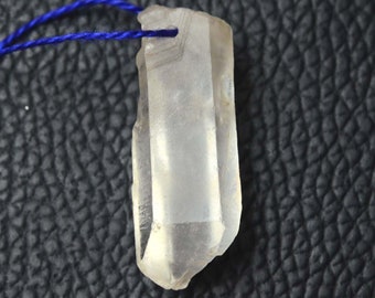 Natural Terminated Pencil Shape Rock Crystal 1mm Drilled Hole Rough Stone, 31x12x10mm, Natural Uncut Gemstone,Necklace Jewelry making/c-1050