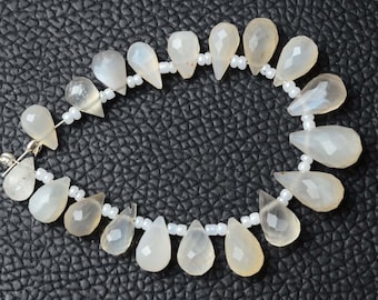 19 pcs Moonstone faceted briolettes , Moonstone Teardrop shape , Moonstone beads strand , Moonstone for jewelry - 5 inches/6x9-7x13mm/c-282