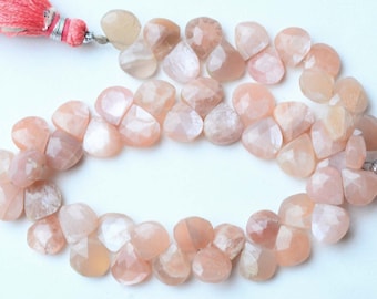52 piezas Briolettes facetadas de piedra lunar, briolettes en forma de corazón de piedra lunar, cuentas de piedra lunar, piedra lunar para joyería - 8 pulgadas/8x8-7x8mm/c-545