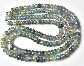 Blue Tourmaline faceted strand , Tourmaline Rondelle shape beads , Tourmaline beads strand , Tourmaline for jewelry - 10 inches/4-5mm/c-1278