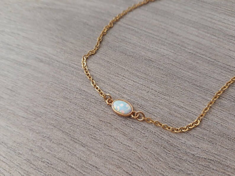 Simple Minimal Jewelry Bridesmaid Thin Modern Bracelet Everyday Jewelry Delicate White Opal Gold Chain Bracelet Dainty Gold Bracelet
