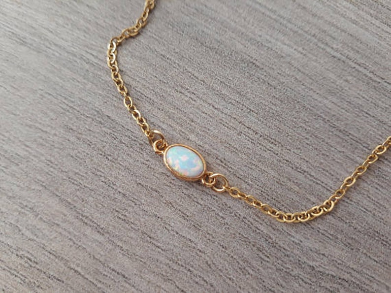 Simple Minimal Jewelry Bridesmaid Thin Modern Bracelet Everyday Jewelry Delicate White Opal Gold Chain Bracelet Dainty Gold Bracelet