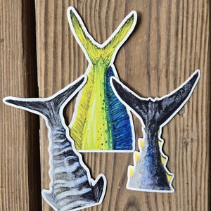 Fish vinyl stickers, Mahi sticker, Bluefin sticker, Wahoo vinyl stickers
