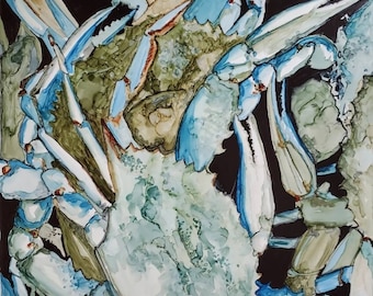 Blue Crab Art Print: Coastal Home Decor