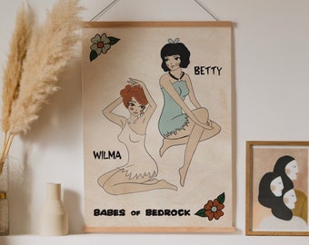 Babes of Bedrock Betty and Wilma Flintstones Pin Up Art Print