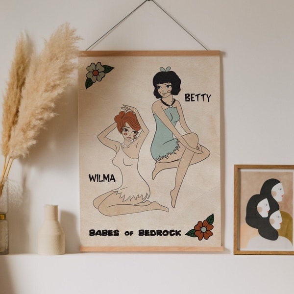 Babes of Bedrock Betty and Wilma Flintstones Pin Up Kunstdruck