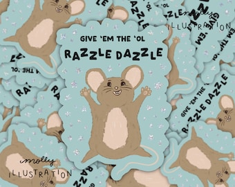 Razzle Dazzle Mouse Cartoon Glitter Waterproof Vinyl Sticker