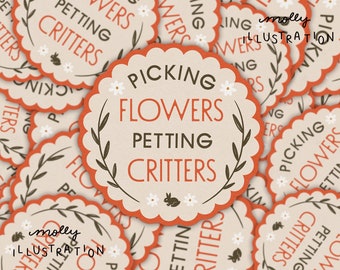 Picking Flowers and Petting Critters Waterproof Viny Sticker