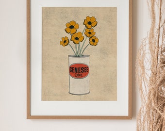 Beer Vase Flower Western New York Wall Art Print Home Decor