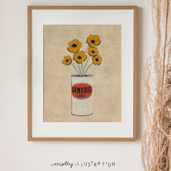 Beer Vase Flower Western New York Wall Art Print Home Decor