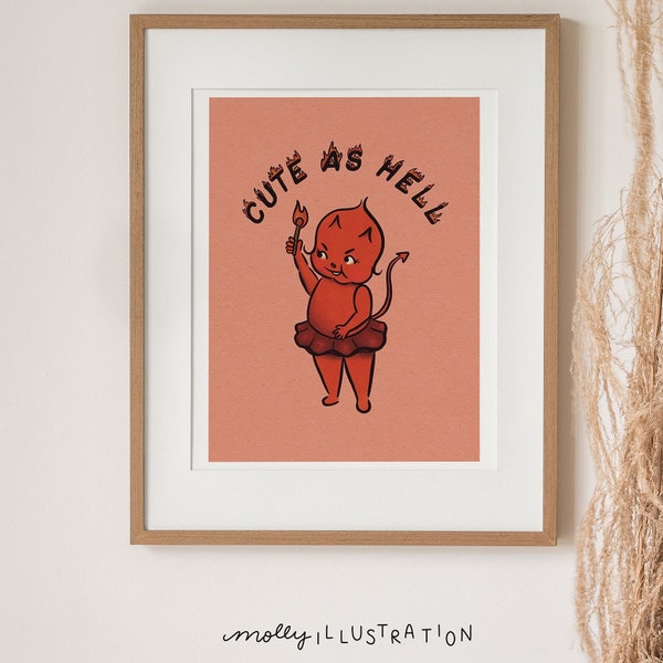 Mignon comme l'enfer Kewpie Devil illustré Art Print Home Decor