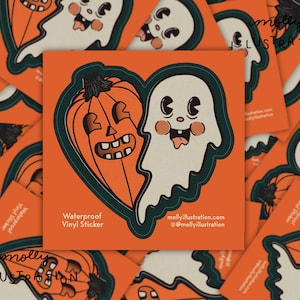 Spooky Pals Pumpkin and Ghost Halloween Waterproof Vinyl Sticker