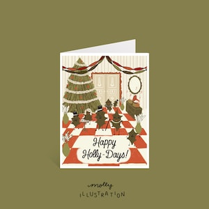 Happy Holly-Days Vintage Inspired Holiday Christmas Card
