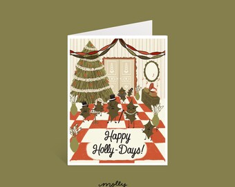 Happy Holly-Days Vintage Inspired Holiday Christmas Card