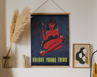 Bright Young Thing Vintage Inspired Pin Up Halloween Print Wall Art Home Decor 9x12 inches