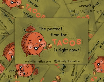 Perfect Time for Tacos Waterproof Kiss Cut Vinyl Sticker