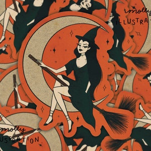 Season of the Witch Retro Style Pin up Halloween Vinyl Sticker