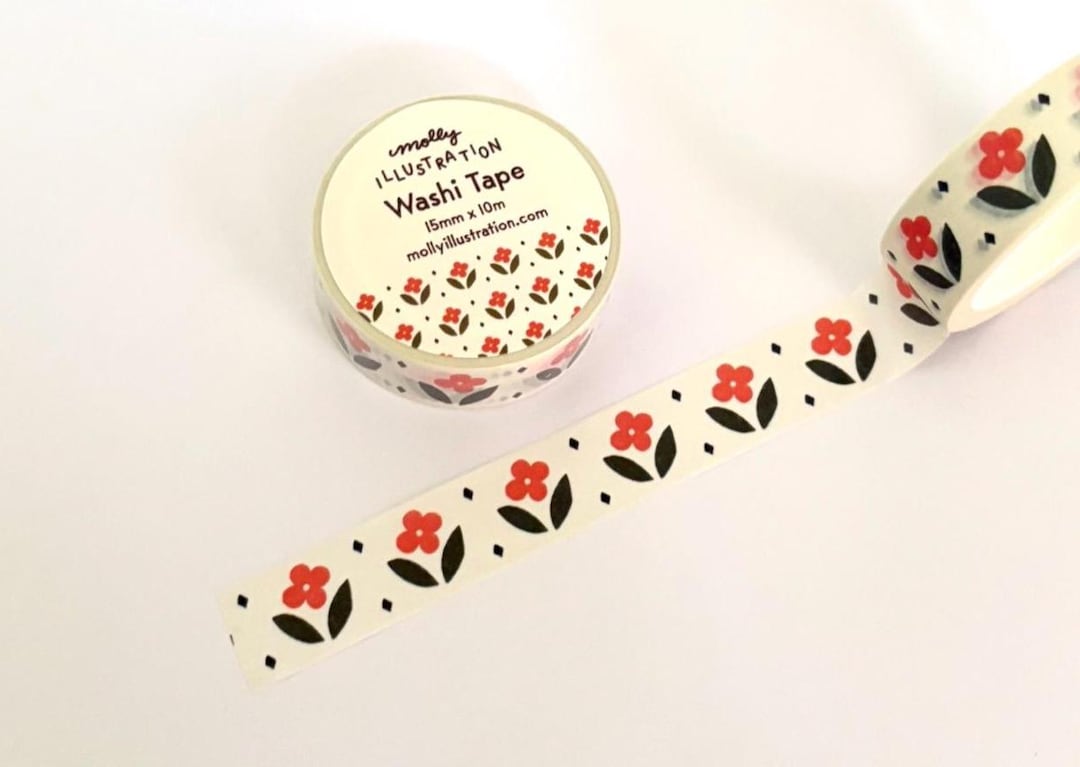 Red Floral Decorative Washi Tape - Etsy