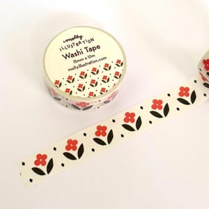 Red Floral Decorative Washi Tape
