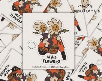 Wild Flowers Waterproof Kiss Cut Vinyl Sticker