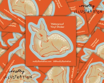 Illustrated Deer Waterproof Vinyl Sticker