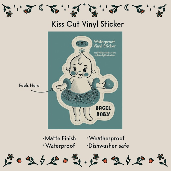Bagel Baby Cartoon Sticker Waterproof Vinyl Sticker- Retro