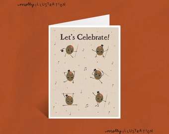 Pimento the Dancing Olive Celebratory Greeting Card