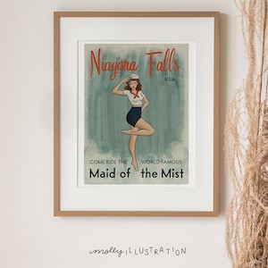 Niagara Falls Maid of the Mist Vintage Inspired Pin Up Print Wall Art Home Decor