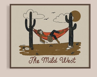 The Mild West Western Cowgirl Art Print Home Decor