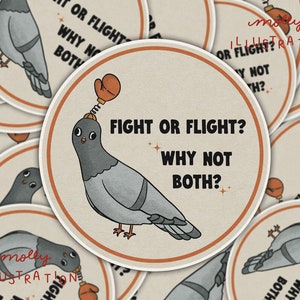 Fight or Flight Funny Anxious Pigeon Waterproof Vinyl Sticker - Etsy