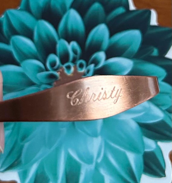 Handcrafted Raw Copper Cuff | Custom Engraved Min… - image 1