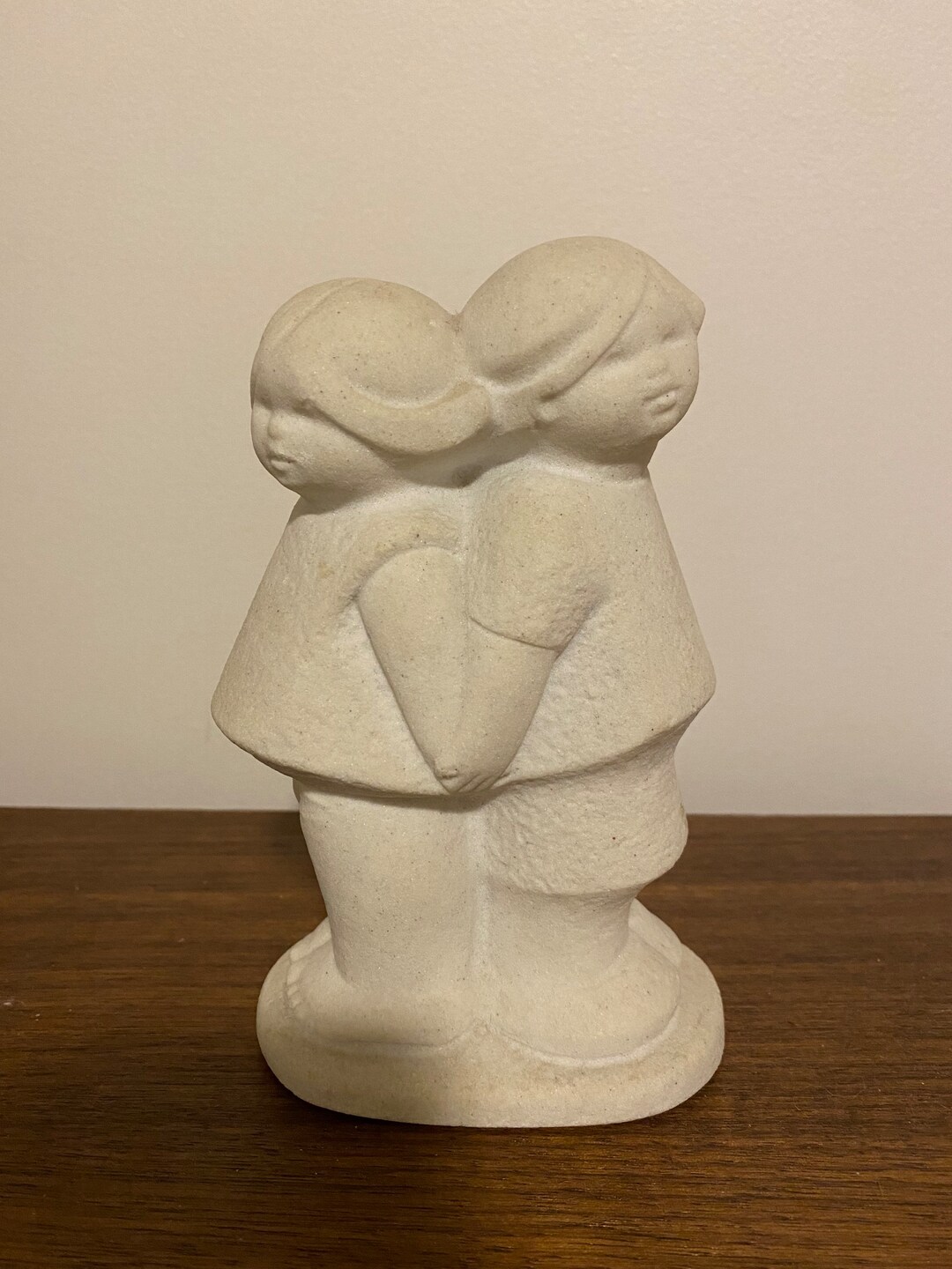Vintage Marbell Stone Art Sculpture Belgium Boy & Girl Back to Back